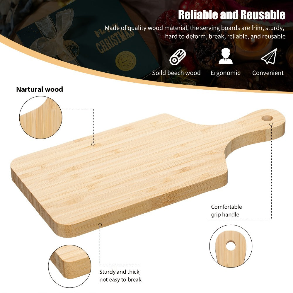 Wood Cutting Board Bulk Set 12 Pcs Laser Engraving Blanks Unfinished Wooden Chopping Board with Handle for Wedding Housewarming Mother's Day DIY Personalized Gift