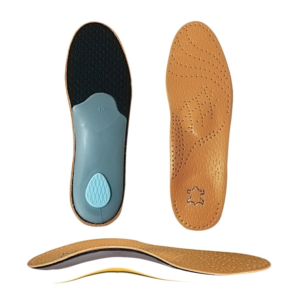 Leather Arch Support Insoles for Men & Women ¨C Cushioned Latex Orthotic Shoe Inserts with Nylon Support for All-Day Comfort and Pain Relief