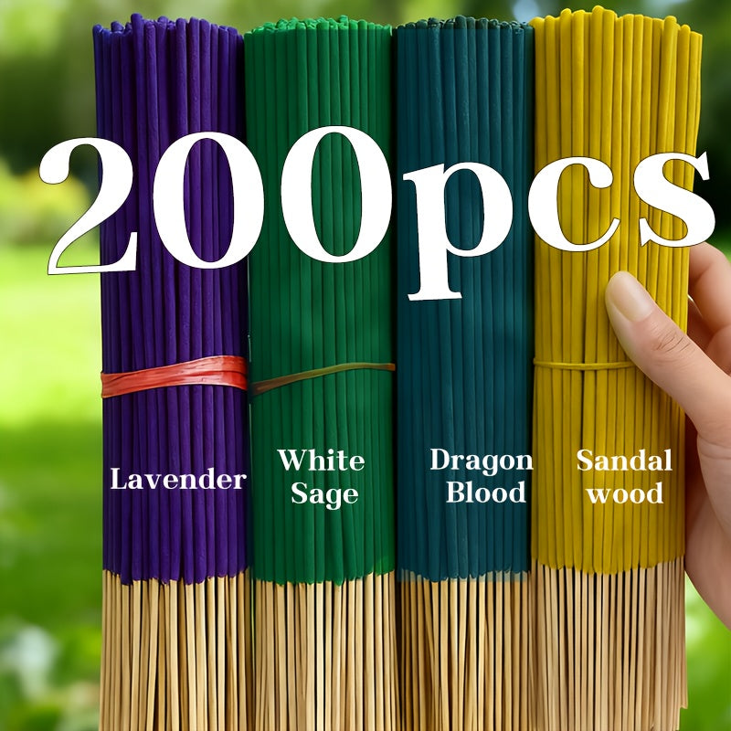 Incense Sticks 200pcs Aromatherapy Incense Set 4 Scents for Meditation Yoga Purification Home Fragrance Long Lasting Sandalwood Jasmine Rose Lavender Sage Gift