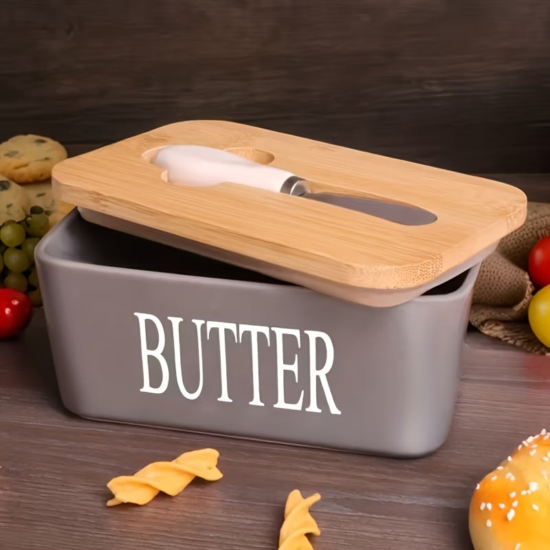 Ceramic Butter Dish with Lid and Knife ¨C Large Countertop Butter Keeper, Airtight Seal, Easy-Clean Design, Multiple Colors ¨C Kitchen Gift for Butter Lovers