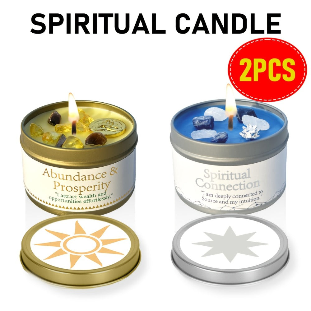 Manifestation Candles Scented Soy Wax with Crystal & Guidance Card for Meditation Yoga Focus | Law of Attraction Abundance Candle | Christmas Birthday Gift for Women