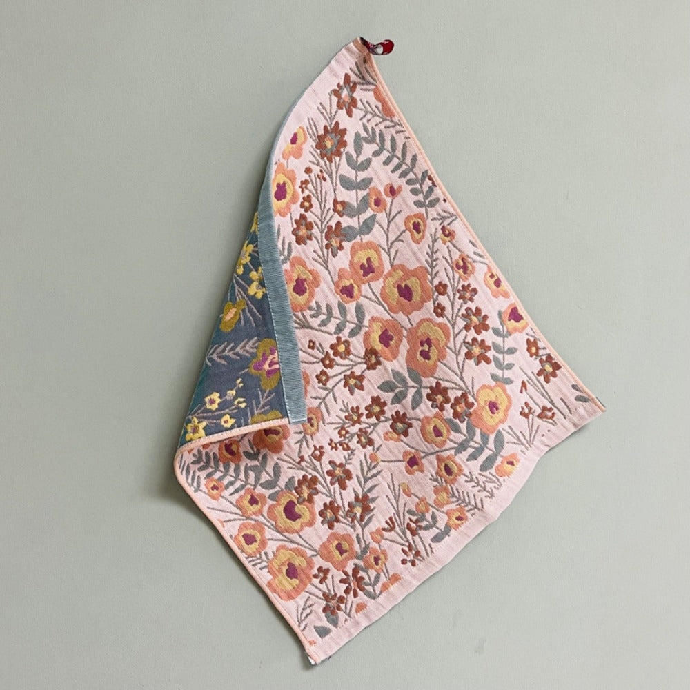Floral Cotton Face Towels 2pcs ¨C Soft Absorbent Wash Cloths for Home, Hotel & Spa | 14.37x15.75 In