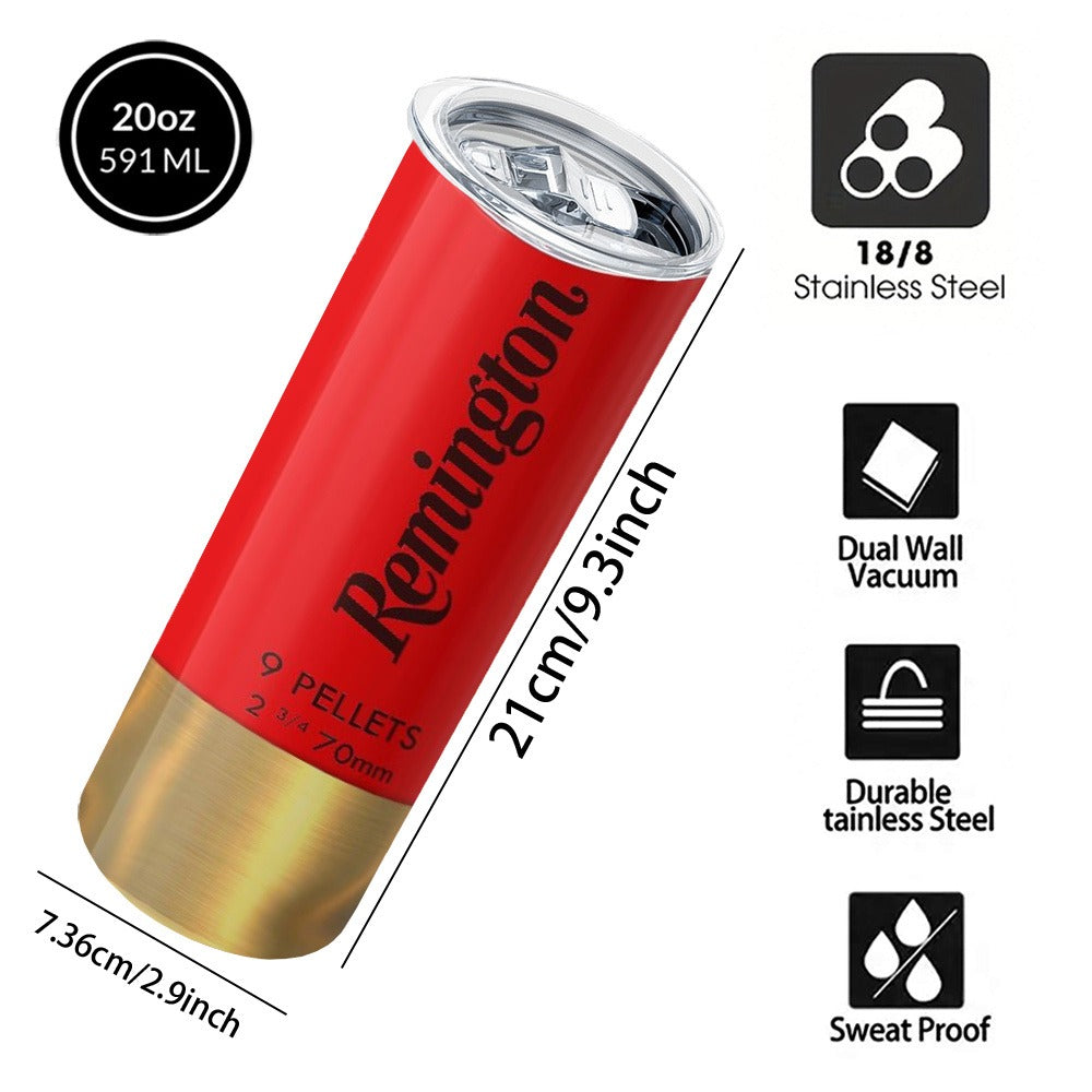 Coffee Tumbler 20oz Bullet Hunting Design Stainless Steel Insulated Cup with Lid & Straw Travel Mug Hot Cold Drinks Gift for Men Birthday Father's Day Halloween