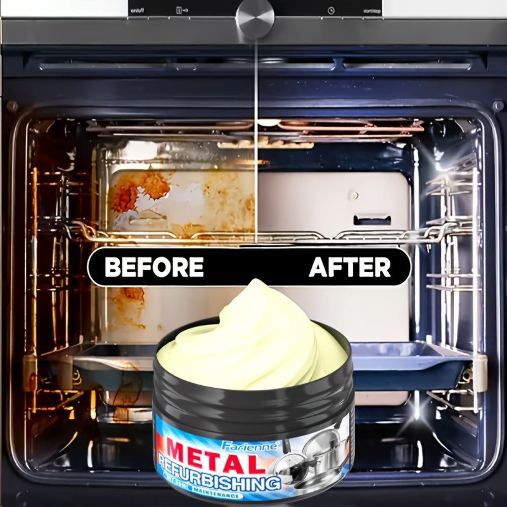 Heavy Duty Oven and Cookware Cleaning Paste with Frosted Sponge 1.01oz - Quickly Removes Stubborn Scorch Marks Grease & Oil from Pots Pans Stoves Ovens & Metal Surfaces, Metal Polishing Paste Kitchen Cleaner