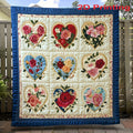 Heart Floral Print Flannel Blanket ¨C 250-300gsm Soft All-Season Throw for Home, Office & Travel, 6 Sizes, Mother's Day Gift