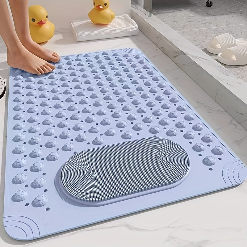 Non-Slip Bath Mat with Massage Buttons - PVC Shower Mat with Polka Dot Pattern, 0.35¡± Thick Rectangular Bathroom Safety Mat | Anti-Slip Bathtub Mat for Shower, Tub & Bathroom Floor | Multiple Colors