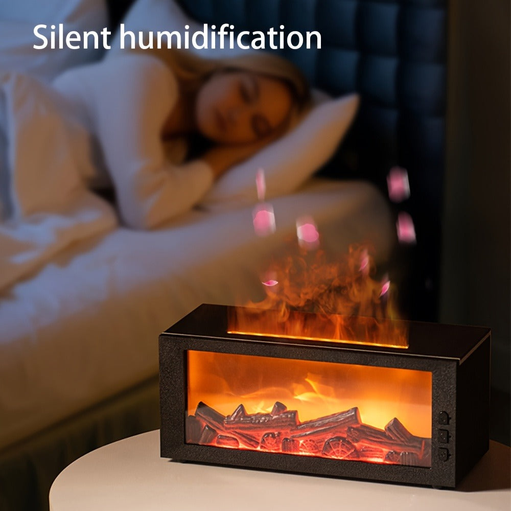 Essential Oil Diffuser Fireplace Design 300ml 7-Color LED Night Light Aromatherapy Diffuser with 19 Essential Oils Gift Set for Home Bedroom Living Room Office