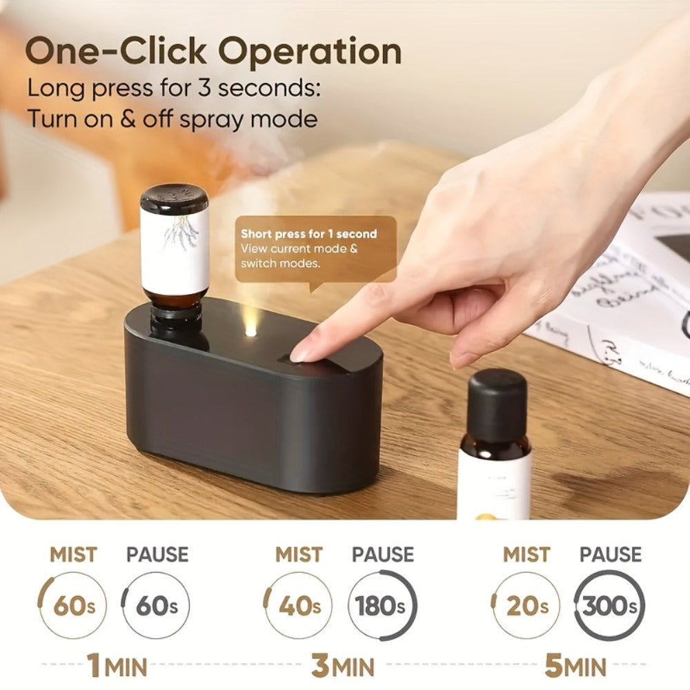 Essential Oil Diffuser Waterless Aroma Diffuser ¨C USB Mini Humidifier, 3 Misting Modes, Color LED Lights, Auto Circulation for Home, Office & Car