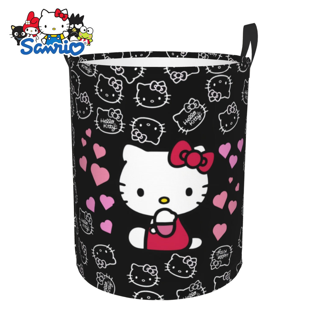 Hello Kitty Collapsible Laundry Basket with Handle - Sanrio Oxford Cloth Foldable Hamper, Portable Storage Bin for Bedroom Bathroom Dorm, Cute Kawaii Laundry Hamper for Girls