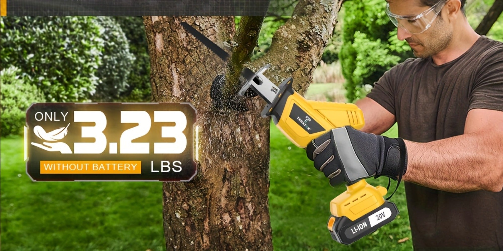 Electric Reciprocating Saw Cordless with LED Light & Safety Lock ¨C Multi-Purpose Cutting Tool with Replaceable Blades, 1 or 2 Battery Options, Carrying Case Included