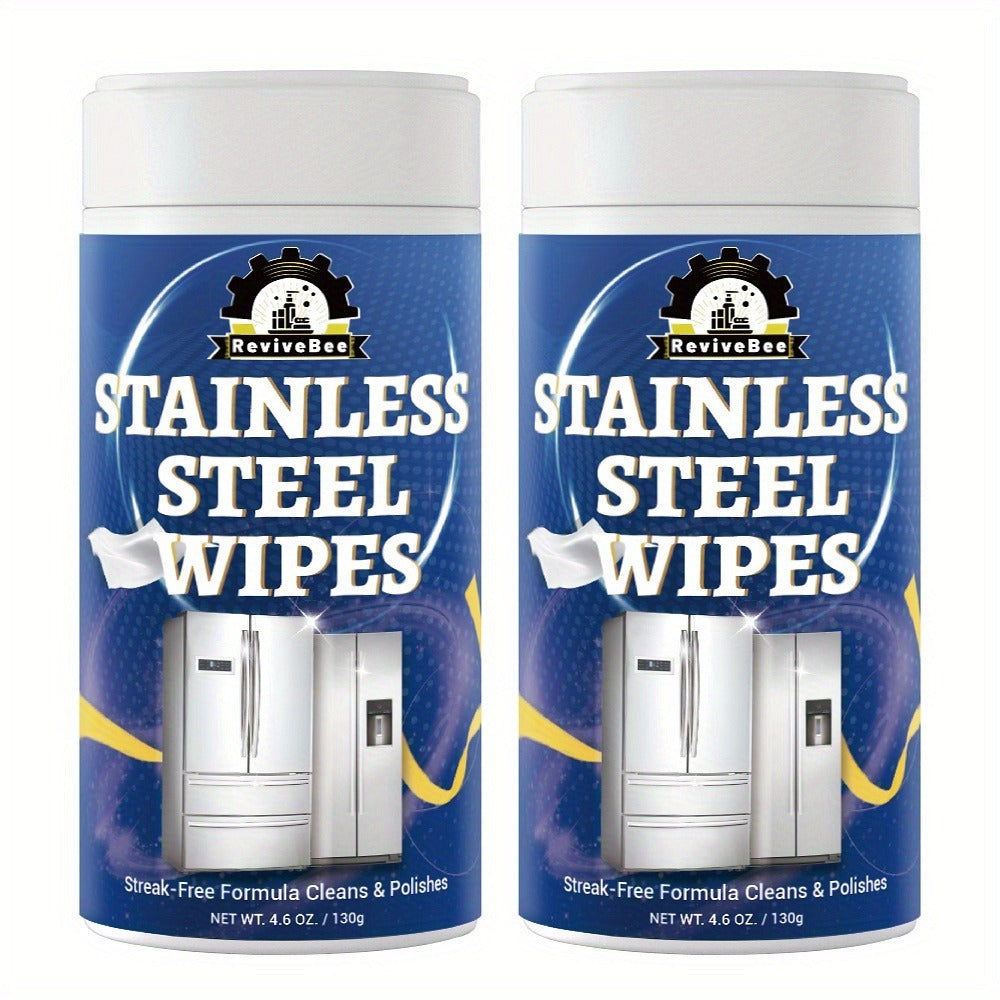 Stainless Steel Cleaning Wipes Kitchen 1 or 2 Barrel - Gentle Formula Safe for Hands, Quick Deep Cleaning of Stainless Steel Appliances Surfaces Sinks & Cookware, Streak-Free Kitchen Cleaning Wipes