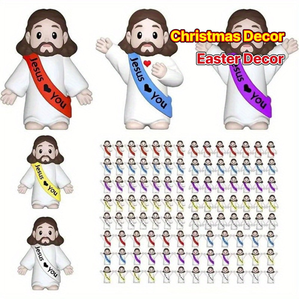 Mini Christian Statues Bulk 50pcs God Bless You Colorful Crosses Vintage Religious Figurines Church Prayer Easter Christmas Decoration Party Props Gift