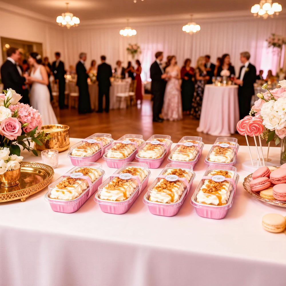 Mini Cake Pans 100 Pack with Lids and Spoons Aluminum Foil Rectangular Disposable Baking Pans 6.8oz for Cheesecake Desserts Gifts Party Catering 6 Colors