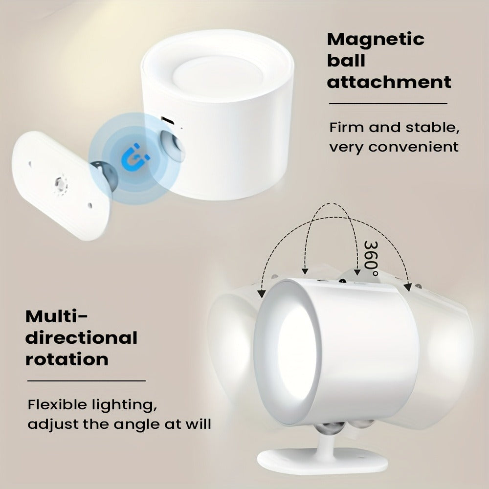 USB Rechargeable LED Wall Light 2 Pack ¨C 360¡ã Rotating Magnetic Ball Touch Control Reading Lamp with 3 Color Temps ¨C Wireless Wall Mounted or Desktop Light for Bedroom Living Room