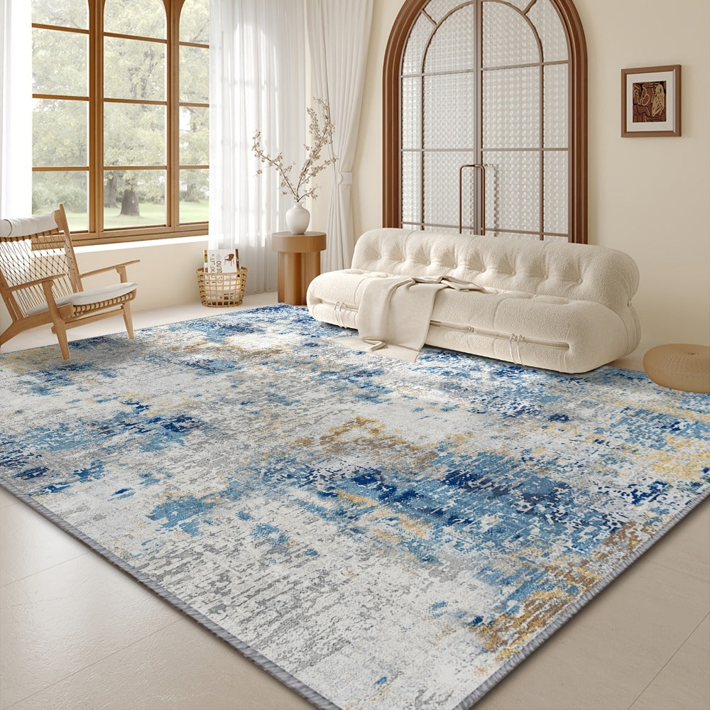 Moroccan Boho Area Rug Machine Washable Low Pile Soft Indoor Carpet for Living Room Bedroom Office Neutral Blue Brown Red Multi-Size