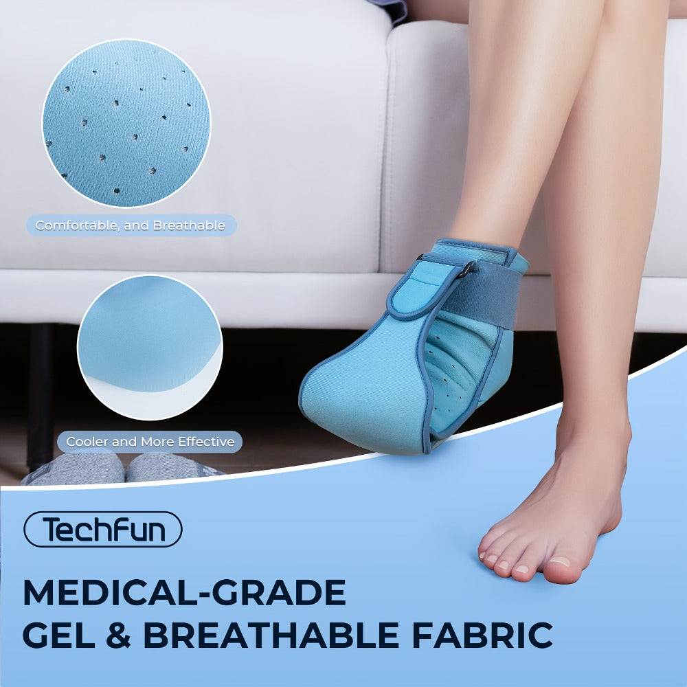 Plantar Fasciitis Night Splint with Detachable Gel Ice Pack | Breathable Foot Drop Brace for Heel Pain Relief | Adjustable Ankle Support Sleeping Splint | Achilles Tendon Stretch Recovery Brace