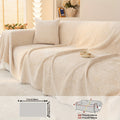 Chenille Sofa Cover with Fringe 300GSM - Super Soft Pet Friendly Solid Couch Slipcover for Single 2 4 Seater Living Room Decoration, 4 Colors