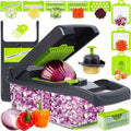 Vegetable Chopper 16-in-1 Manual Food Chopper Set ¨C 8 Interchangeable Blades with Container, Grater & Strainer ¨C Professional Onion Slicer & Dicer for Carrots, Garlic & Salad Kitchen Prep
