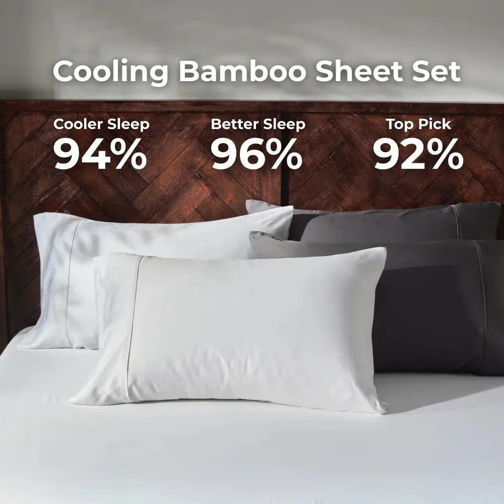 Bamboo Bed Sheet Set Ultra Soft Cooling - 100% Viscose Bamboo Sheets Twin Full Queen King, Breathable Luxury Bedding for Hot Sleepers, Deep Pocket 16 Inch, Hotel Quality, 11 Colors