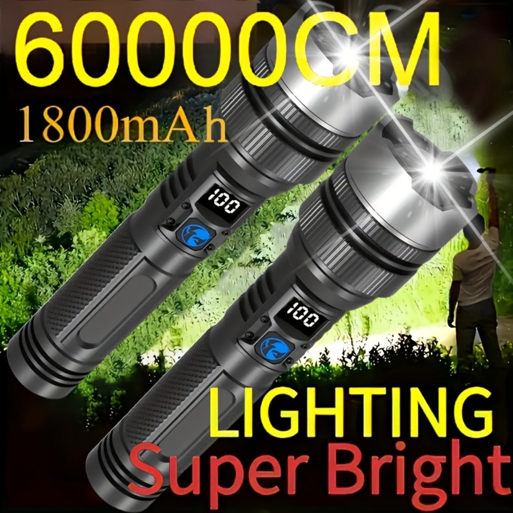 LED Flashlight Rechargeable 1000 Lumen ¨C 2-Pack Super Bright Tactical Flashlight with Digital Display, Camping Fishing Hunting Emergency Lighting, Gift Box Included, Father's Day Gift for Men