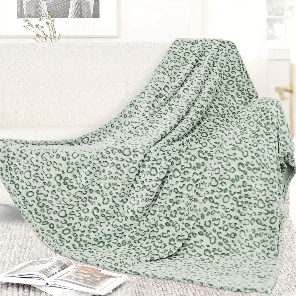 Leopard Print Throw Blanket ¨C Soft Fluffy Jacquard Fleece Flannel for Couch, Bed, Sofa & Camping, 3 Sizes, 5 Colors