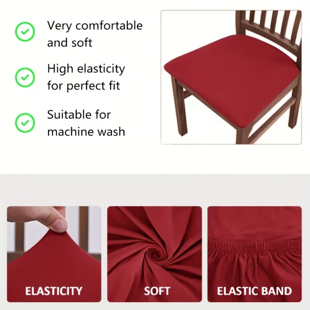 Dining Chair Covers Set of 4 Stretch Elastic Seat Slipcovers Soft Brushed Polyester Solid Color Chair Protector for Home Office Kitchen