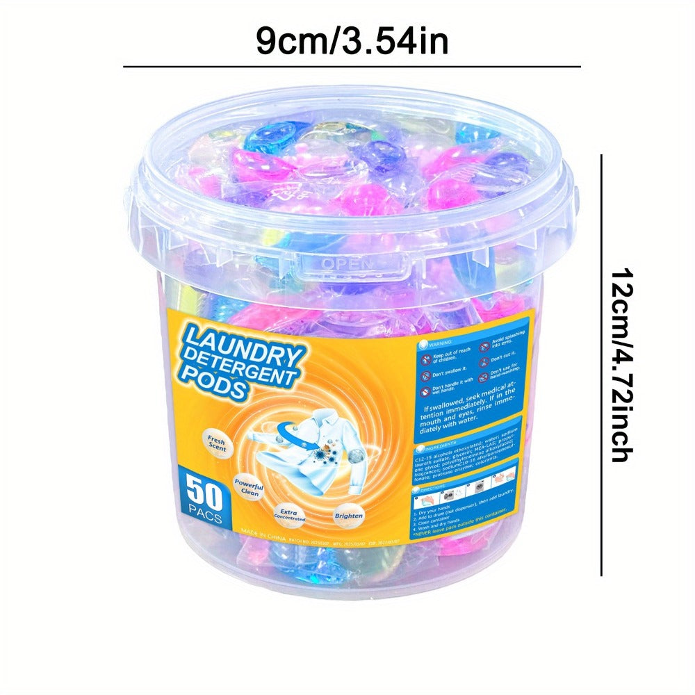 Laundry Detergent Pods 50 Count 6-in-1 Laundry Beads Stain Removal Long-Lasting Fragrance Freshening Beads Deep Clean Fabric Softening Brightening All-in-One Laundry Pods 1 Box