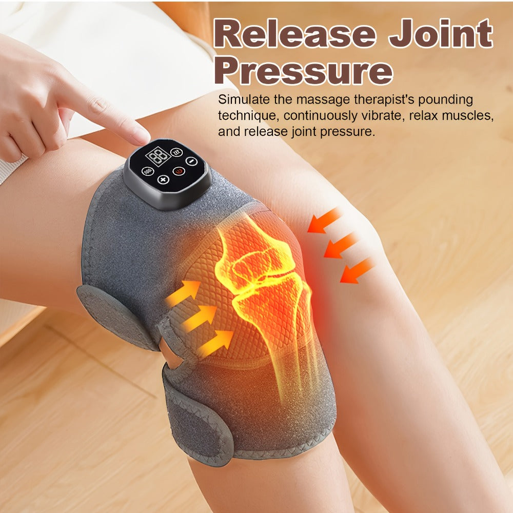 Heated Knee Massager Brace ¨C Wireless Electric Knee Pad with Heat & Vibration, USB Rechargeable Warm Massage Knee Support Wrap for Arthritis, Joint Pain Relief, Men & Women