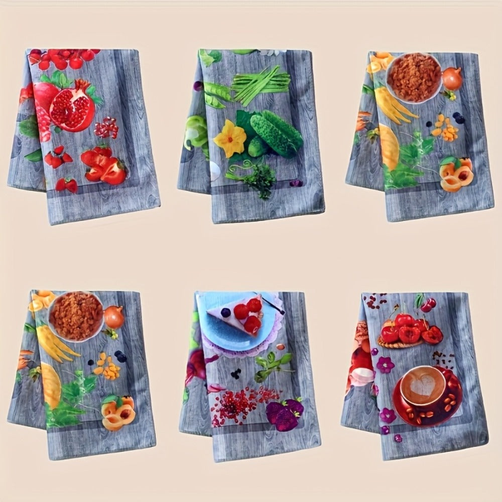 Holiday Kitchen Dish Towels Set of 6 - Colorful Printed Dishcloths Soft Absorbent Tea Towels for Kitchen Decor