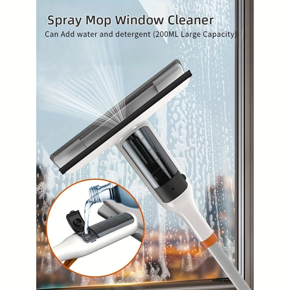 3-in-1 Glass Cleaning Kit with Durable Metal Pole & Scraper, Window Cleaner Tool for High Windows Shower Doors Car Windshields, Home Glass Cleaning Squeegee Set