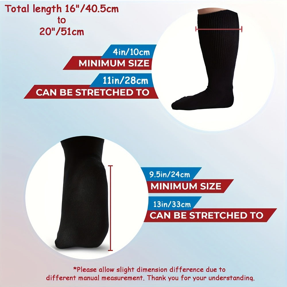 Extra Wide Socks for Swollen Feet 6 Pairs Stretch to 30 Inch Non-Binding Seamless Loose Fit Neuropathy Bariatric Edema Socks for Men Women Plus Size Seniors Multi Color