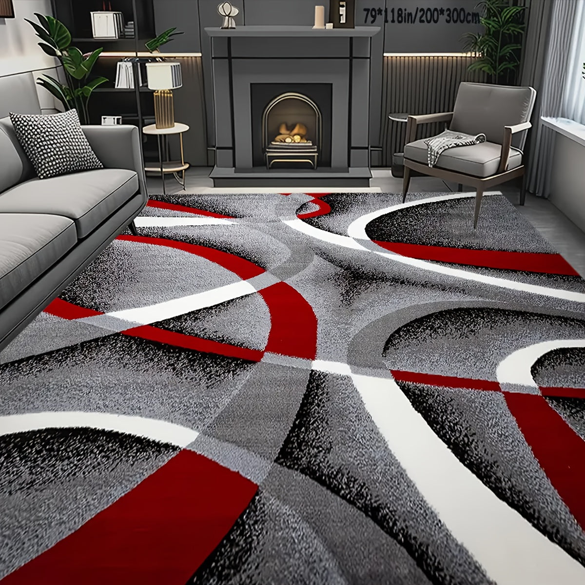 Christmas Area Rug Non-Slip Machine Washable, Abstract Geometric Holiday Mat for Living Room Bedroom Sofa Coffee Table Bedside Dining Kitchen Game Room Indoor Outdoor