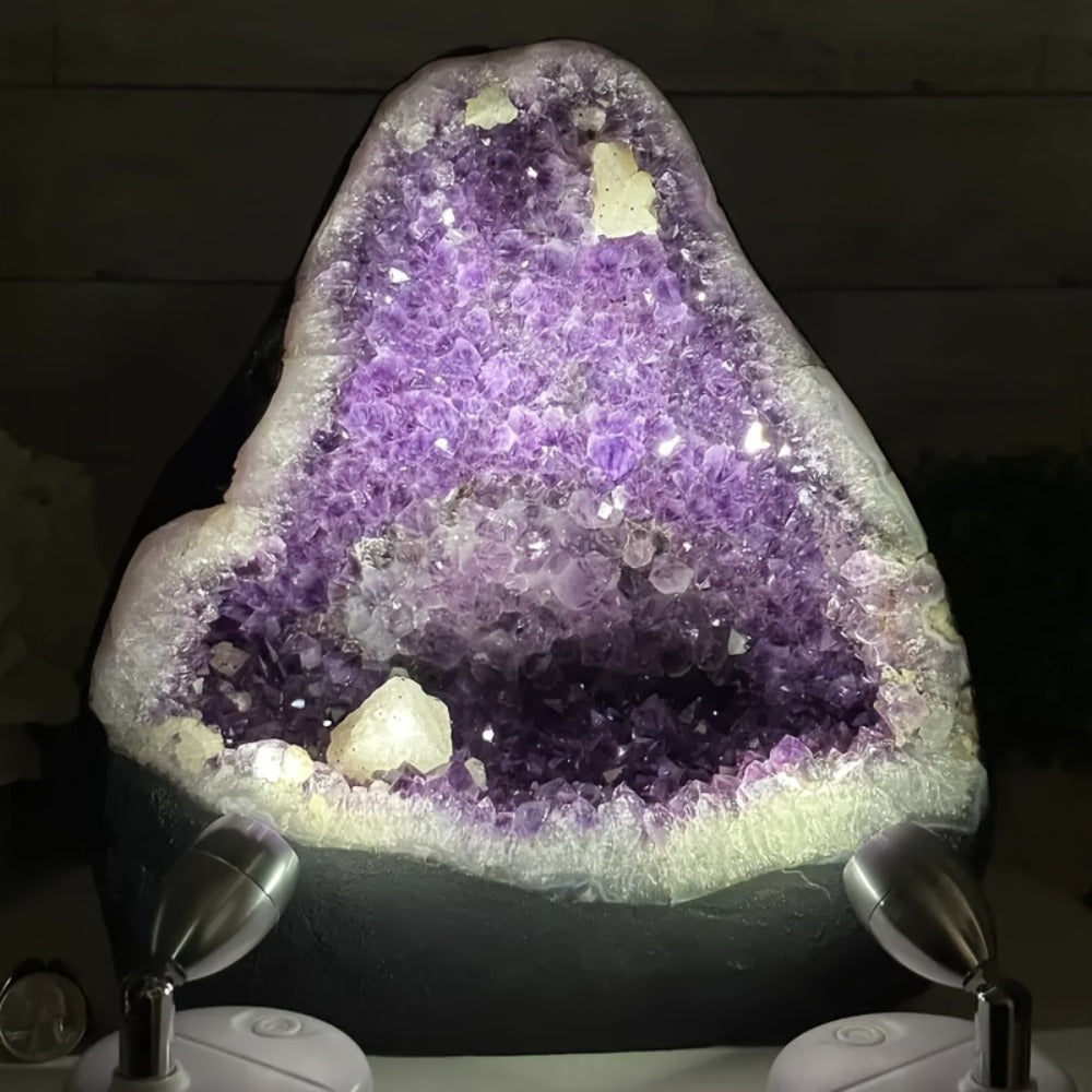 Amethyst Crystal Cave Cluster Natural Uruguayan Polished Edges Geode Home Office Decor Meditation Healing Crystal Birthday Holiday Hanukkah Thanksgiving Gift