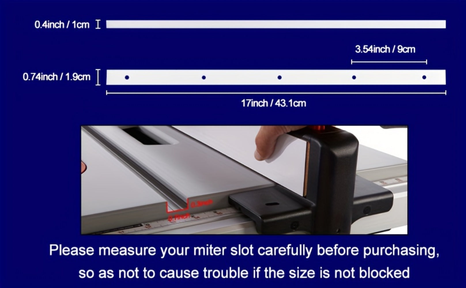 UHMW Miter Bar for Table Saw Crosscut Sled ¨C 3/4¡± x 3/8¡± x 17¡± Predrilled T-Slot Track with 10 Screws for Jigs Fixtures & Miter Slots, Smooth Low-Friction Glide