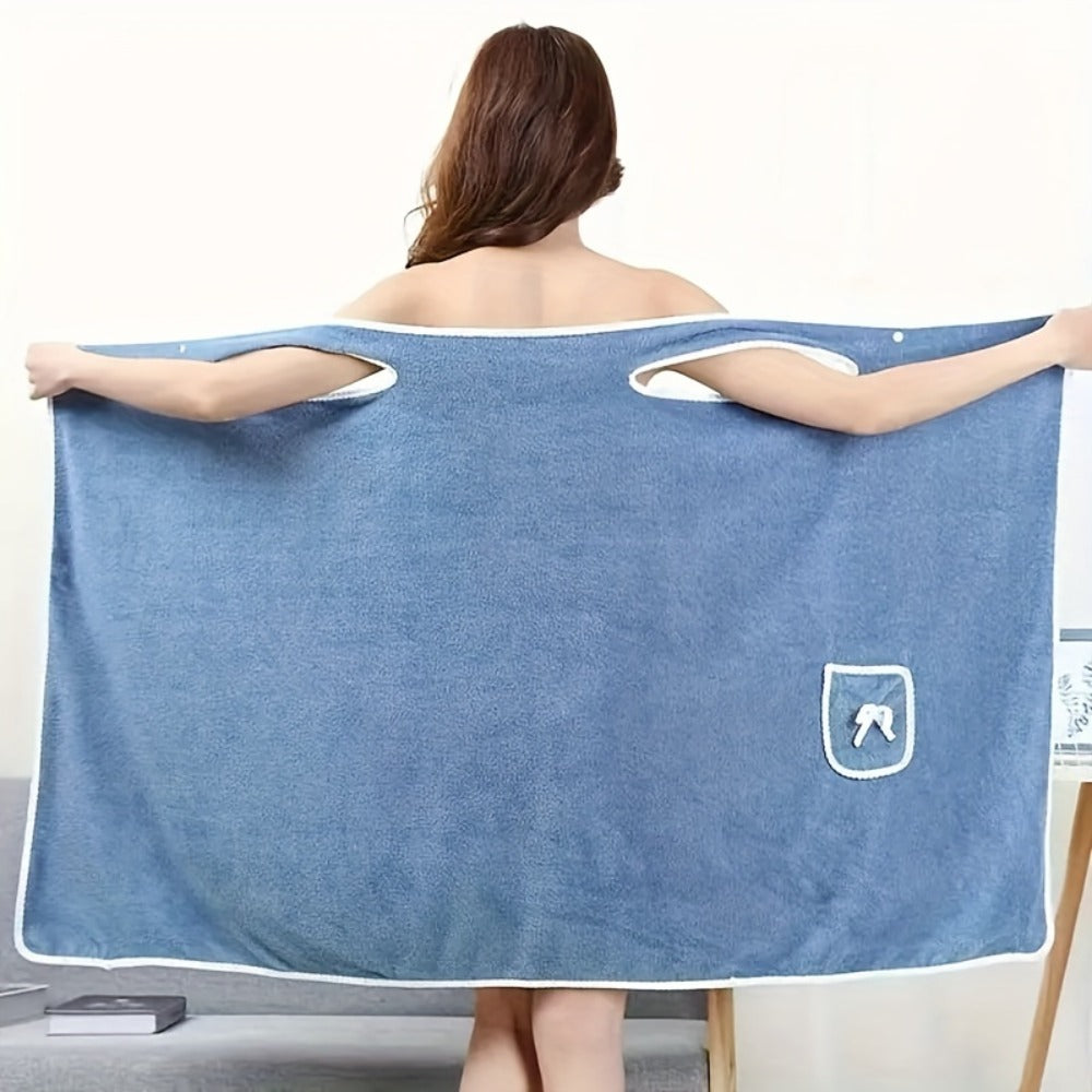 Wearable Bath Towel Wrap Coral Fleece Bow-Knot Strapless Bathrobe Quick Dry Absorbent 260GSM Soft Skin-Friendly Adult Shower Towel for Bathroom Beach Spa Light Purple Pink