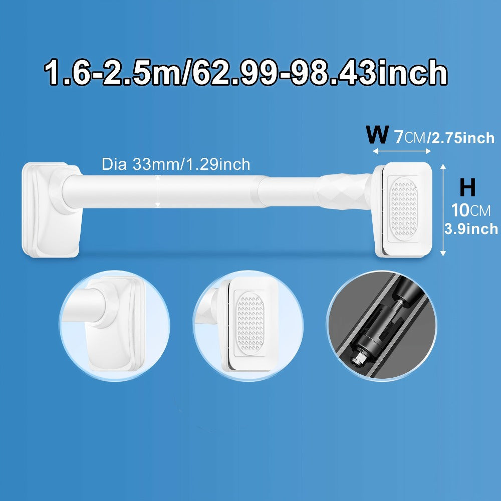 Telescopic Curtain Rod No Drill 15.75¡±-196.85¡± Adjustable Shower Curtain Rod 33mm for Large Windows