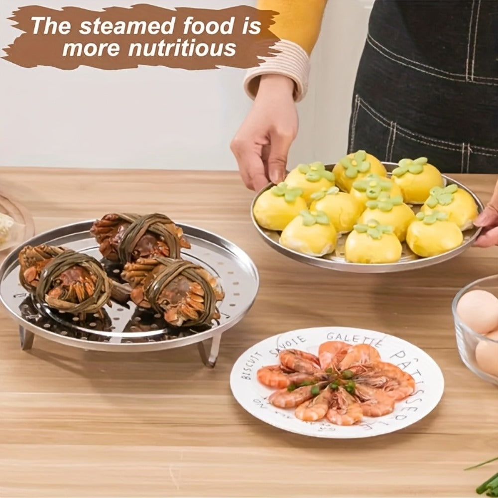 Stainless Steel Steamer Rack Set 3-Piece Multi-Layer Round Steamer Insert with Can Holder ¨C Fits Most Pots for Home Kitchen | Stackable Steam Tray Cooking Rack for Vegetables Dumplings & More