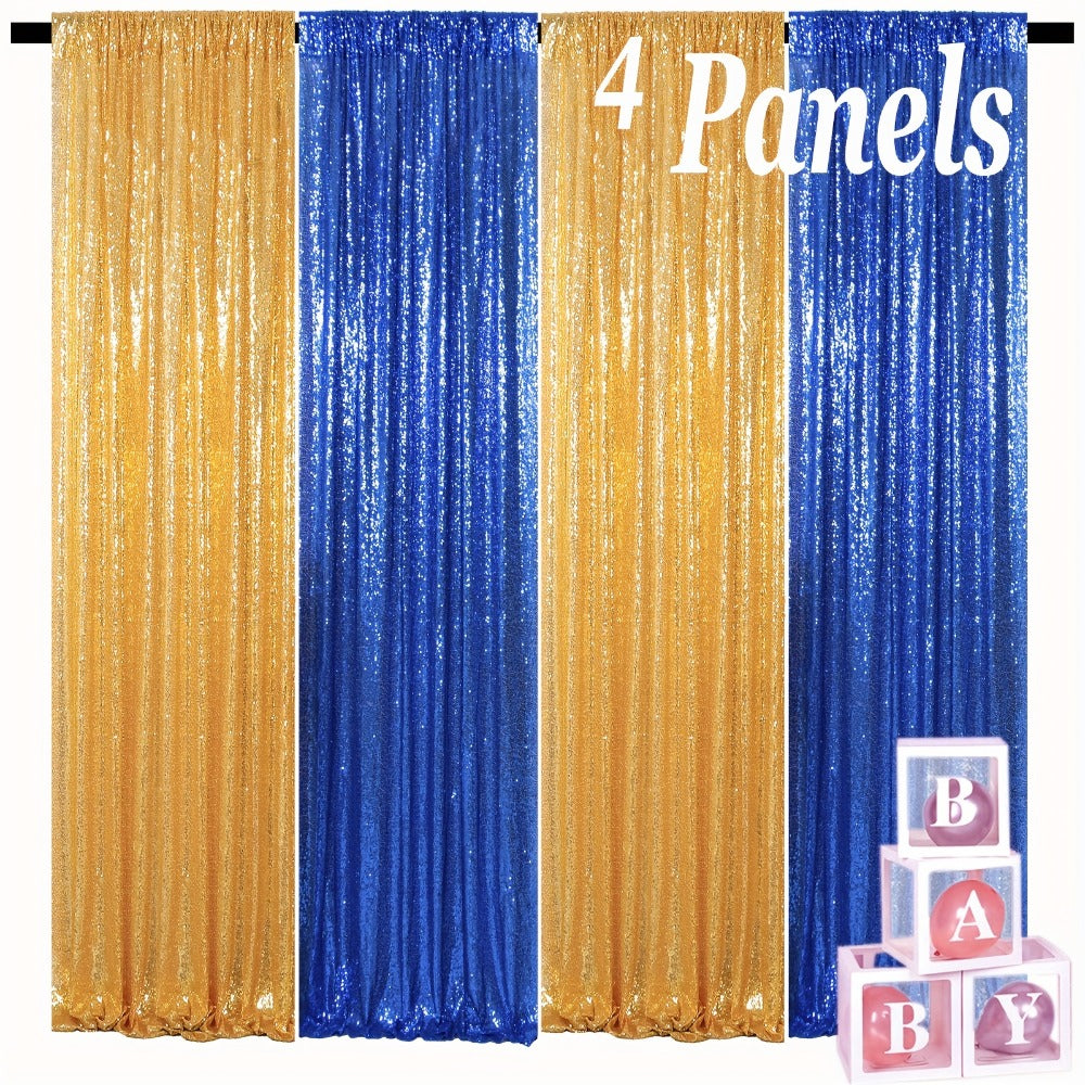 Sequin Backdrop Curtain 4 Panels 2FTx8FT ¨C Shimmer Glitter Background for Wedding Party Photo Booth Decoration
