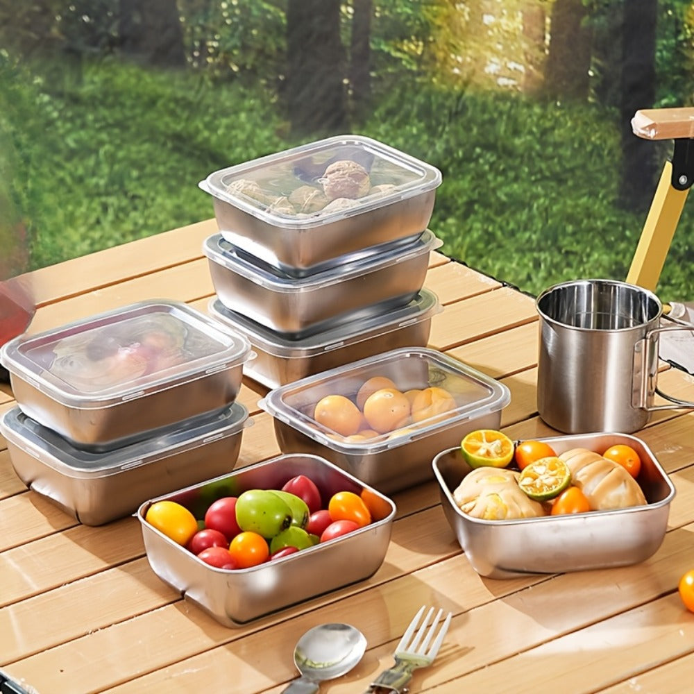 Stainless Steel Food Storage Containers with Lids Set - Meal Prep Lunch Box, Refrigerator & Kitchen Organizer, Outdoor Picnic Bento Box