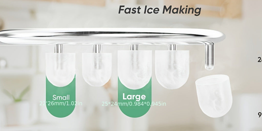 Countertop Ice Maker Machine Portable 9 Bullet Ice Cubes in 6 Minutes 26.5 Lbs Per 24 Hours 1.5L Water Tank Self-Cleaning with Handle Basket Scoop for Home Kitchen Office Bar Party Camping RV