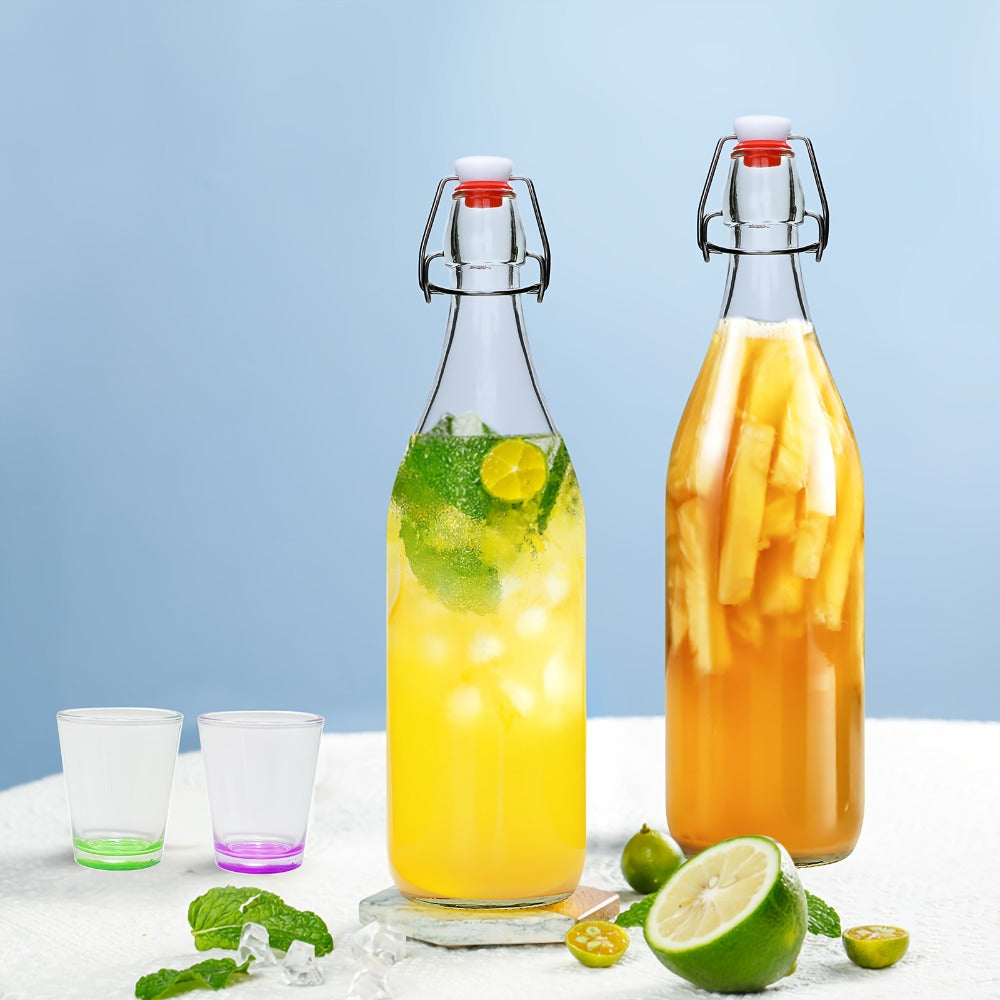 Flip Top Glass Bottles with Stopper 16oz | Airtight Swing Top Bottle for Kombucha, Juice, Vinegar, Honey, Vanilla Extract ¨C Kitchen Storage Set