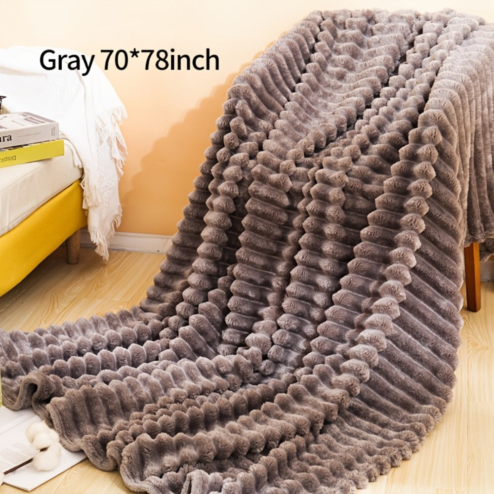 500gsm Heavy Plush Blanket ¨C Ultra Thick Soft Warm Fluffy Blanket for Bed, Sofa & Travel, Baby to Double Size, 5 Colors