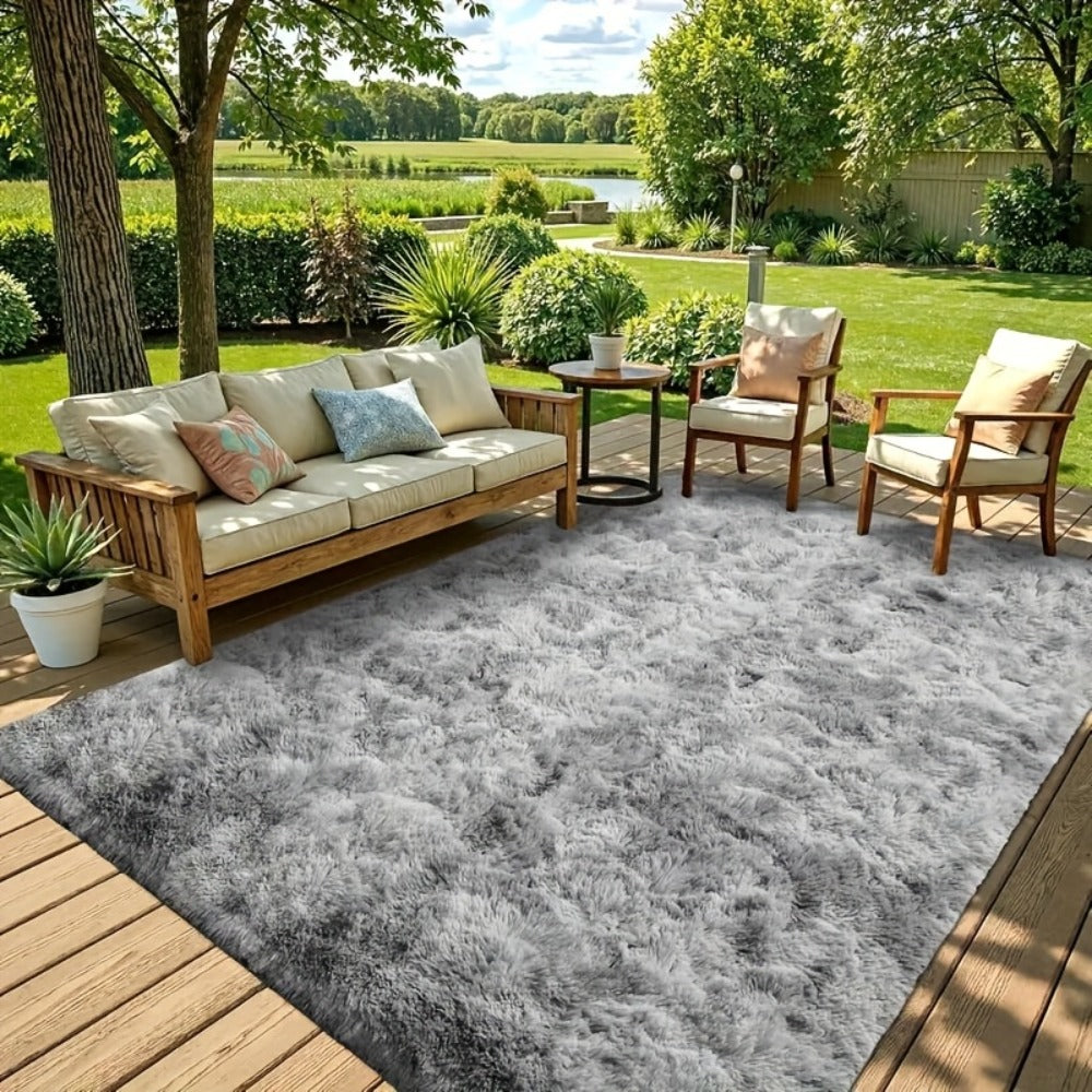 Plush Area Rug Tie-Dye & Solid Color - 100% Polyester Soft Fluffy Anti-Slip Machine Washable Carpet | Luxury Bedroom, Living Room & Sofa Floor Mat | Upscale Home Decor Rug in Multiple Colors & Sizes