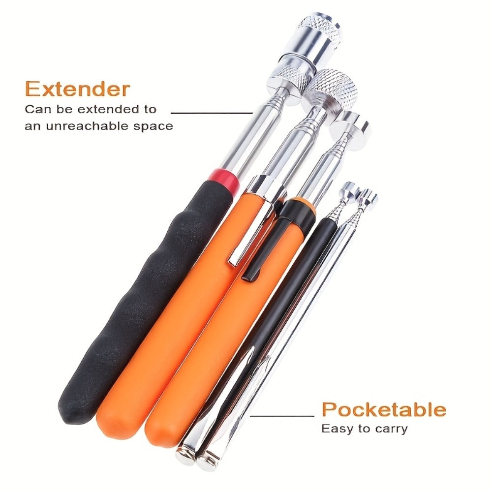 Magnetic Pickup Tool 8 lb Extendable Stainless Steel Rod Ergonomic Grip Retrieval Tool for Nails Screws Metal Parts DIY Workshop Construction