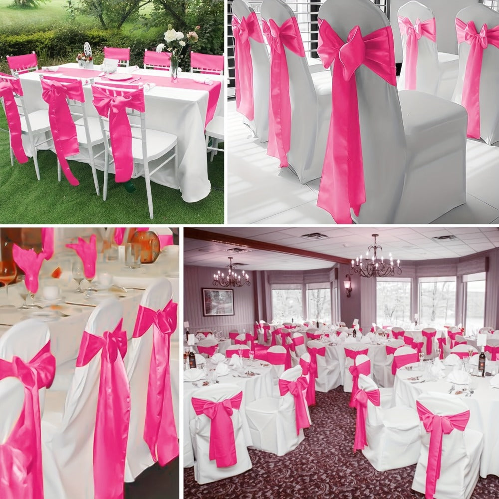 100pcs Satin Chair Sashes Bows for Wedding Banquet Party Event Decoration ¨C 13 Colors, 18¡Á275cm