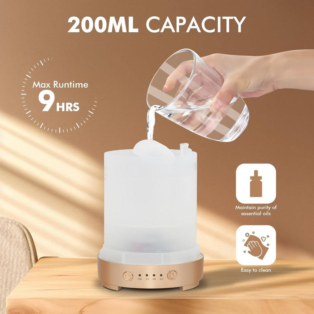 Essential Oil Diffuser Aromatherapy Humidifier with 7 Color LED Lights, Whisper-Quiet Operation, Auto Timer & Shut-Off, Cool Mist for Bedroom, Office, Yoga, Sleep ¡ª 200ml & 6.76oz Options