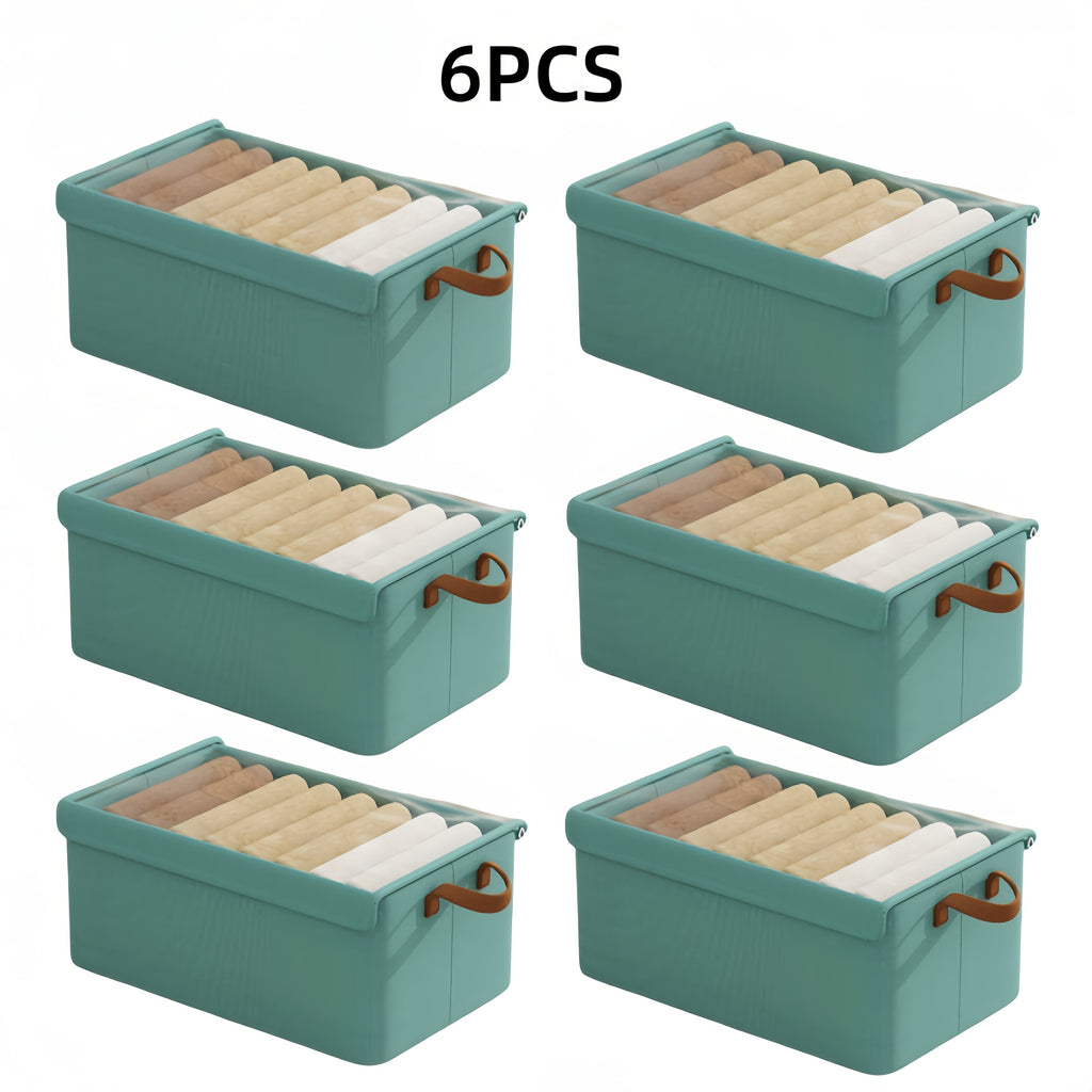 Foldable Storage Boxes with Clear Lids & Handles Large Collapsible Organizer Bins for Clothes, Blankets & Bedding ¨C Bedroom, Wardrobe & Under Bed Storage, 4 or 6 Pack