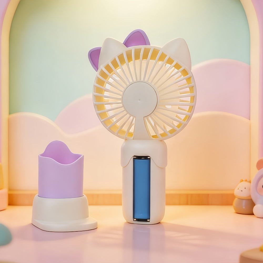 Hello Kitty Mini Fan USB Rechargeable Handheld Portable | Cute Sanrio Detachable Desktop Electric Fan for Girls Kids | 2-in-1 Handheld & Desk Fan for Travel Office School Home | Blue Pink Purple