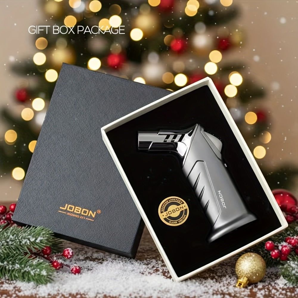 Butane Torch Lighter with Gift Box - Jobon Adjustable Flame Kitchen Torch, BBQ Camping Lighter for Men, Child Safety Lock, Windproof Refillable Jet Flame, Holiday Birthday Gift (Gas Not Included)