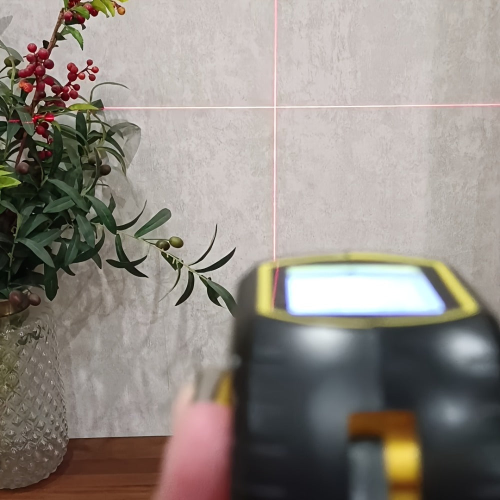 3-in-1 Laser Tape Measure Digital Laser Rangefinder Steel Tape Measure Cross Laser Level High Precision Color Screen Voice Broadcast for Construction Home DIY Measurement